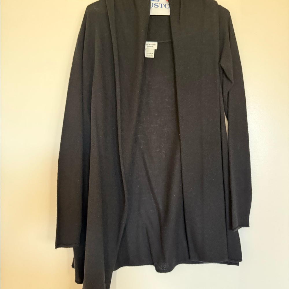 Club Monaco Cashmere Black Open Front Cardigan with Shawl Neck